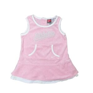 Y2K Nike Baby Girl Pink Terry Cloth Dress Size 6-9 Months
